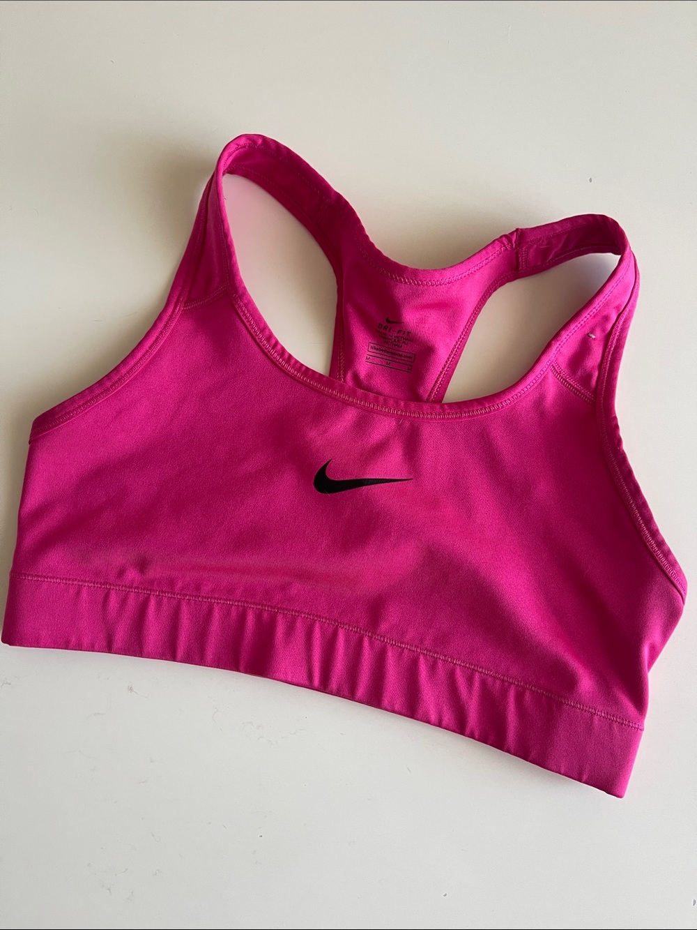 Nike Hot Pink Racerback Sports Bra with Black Swoosh
